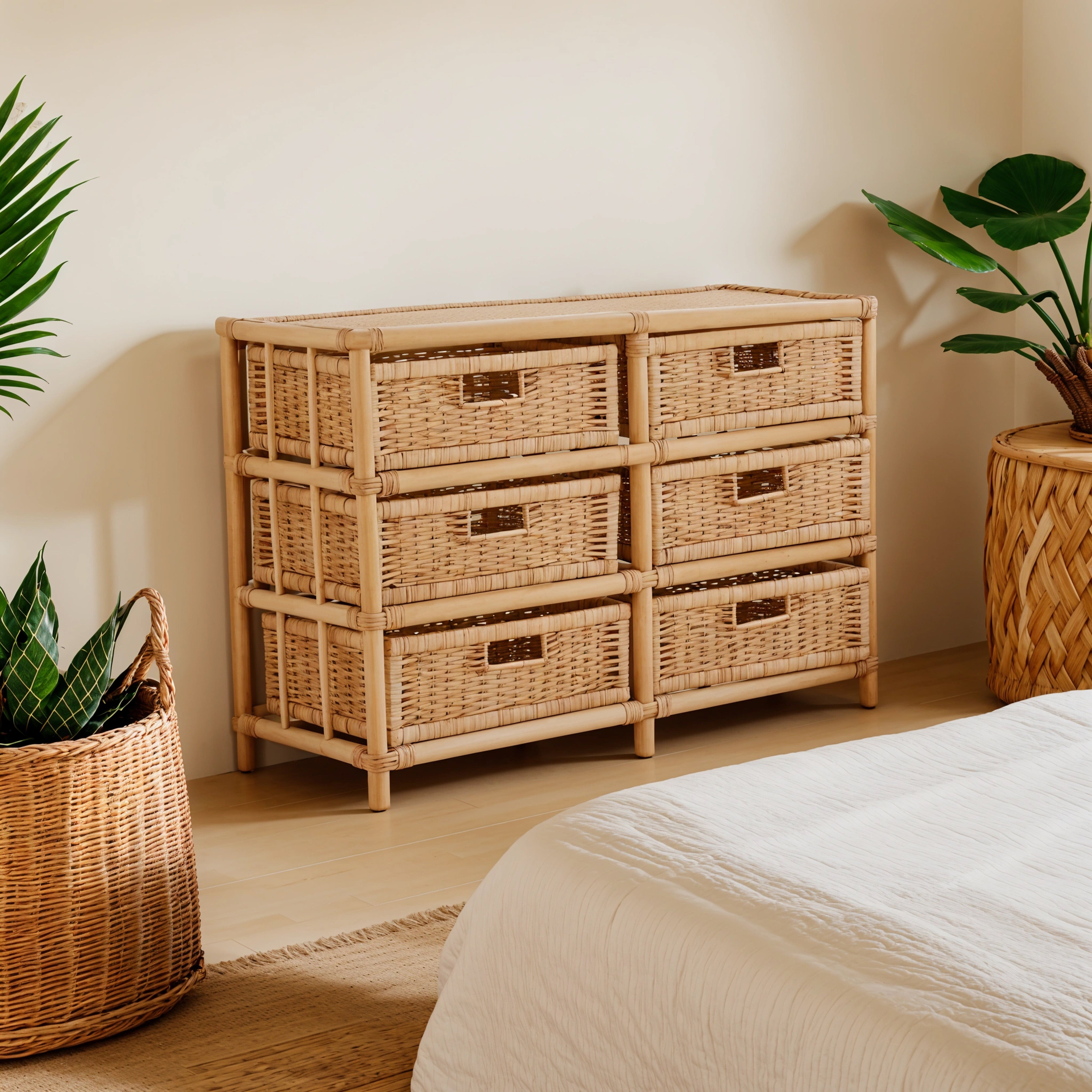 Jada Natural Rattan Chest of Drawers | 6 Drawers